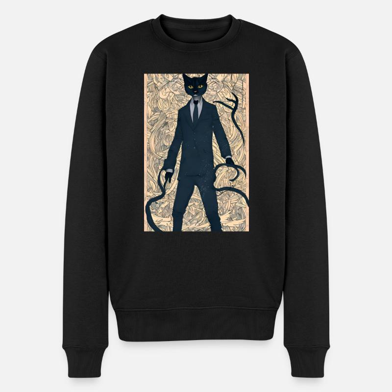 Katzen sind die besten Spione - Männer Premium Bio Pullover - Schwarz