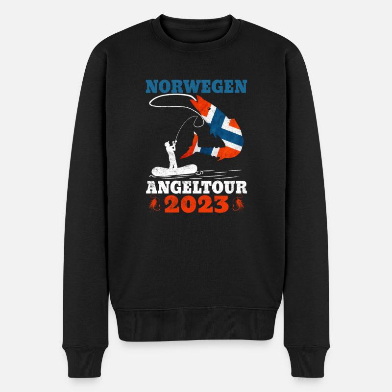 Norwegen Angeltour 2023 Heilbutt - Männer Premium Bio Pullover - Schwarz