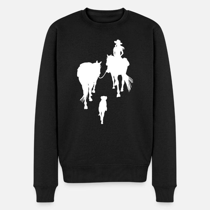 Wanderreiterin weiß - Männer Premium Bio Pullover - Schwarz
