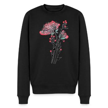 Blumen - Männer Premium Bio Pullover - Schwarz - Vorne - Nico (187cm)