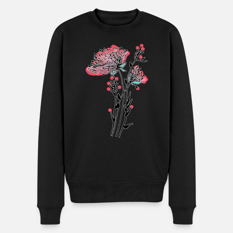 Blumen - Männer Premium Bio Pullover - Schwarz