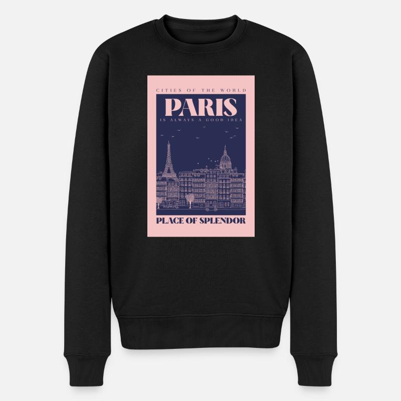 Paris - Männer Premium Bio Pullover - Schwarz