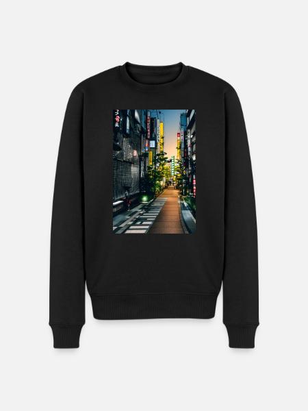 Tokio-Landschaft - Männer Premium Bio Pullover - Schwarz