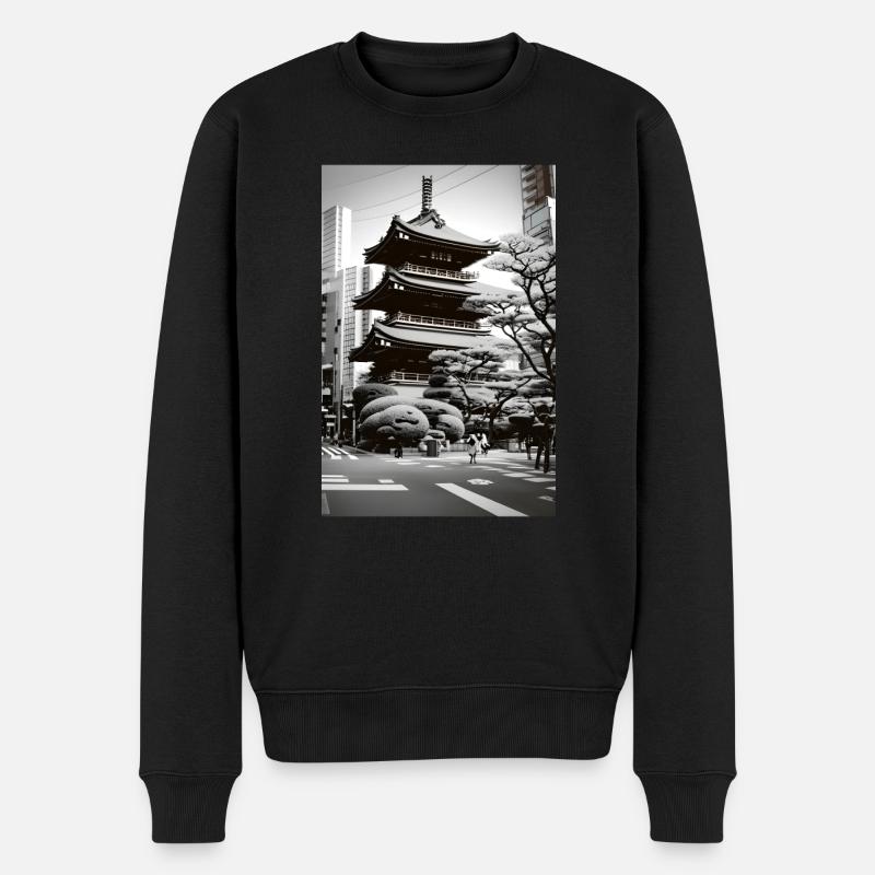 Paysage de Tokyo - Pull Premium bio Homme - noir