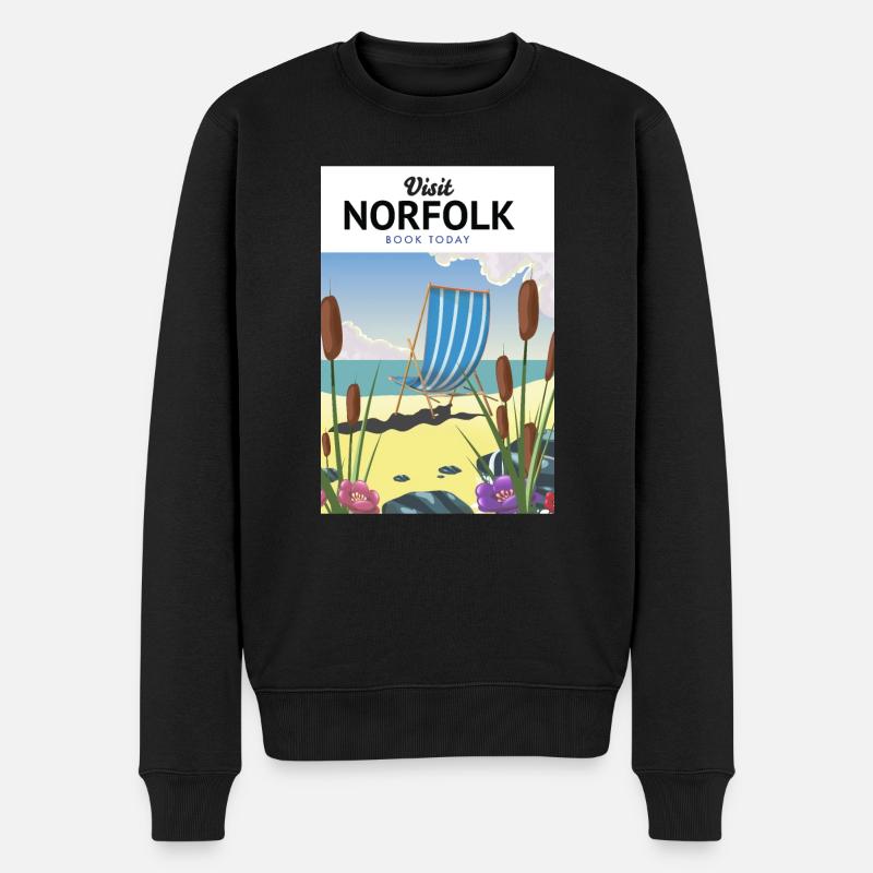 Norfolk Seaside Travel Poster - Männer Premium Bio Pullover - Schwarz