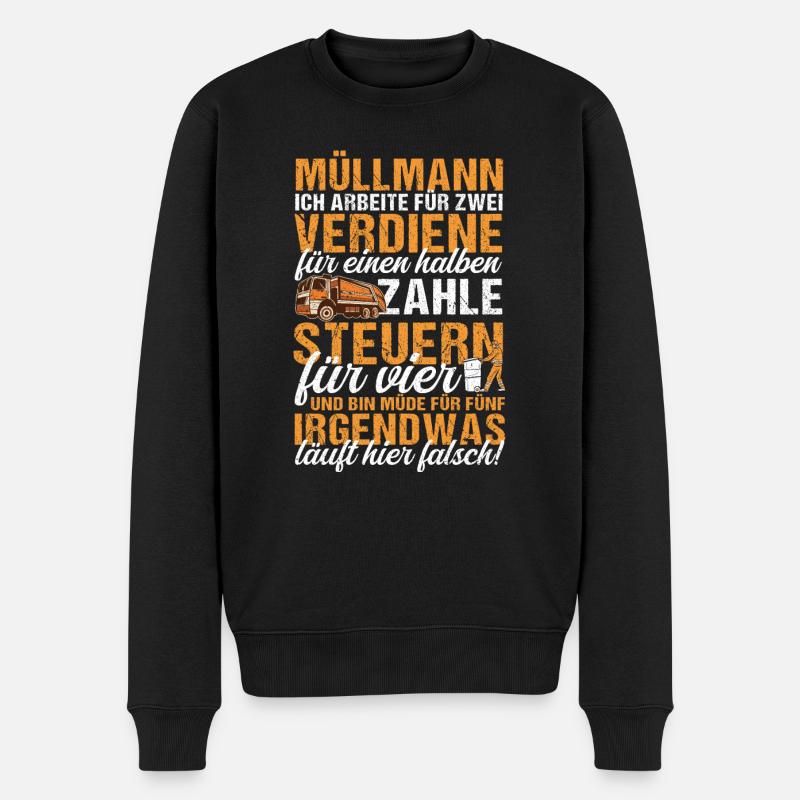 Müllmann Müllabfuhr Müllwagen Steuern - Männer Premium Bio Pullover - Schwarz