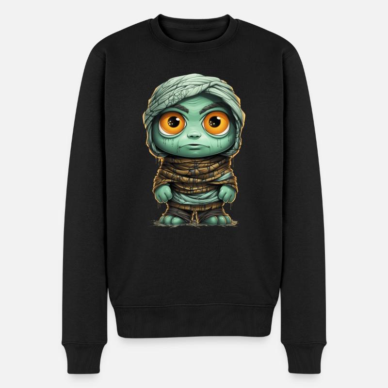 Halloween Spooky Cartoon Mummy - Männer Premium Bio Pullover - Schwarz