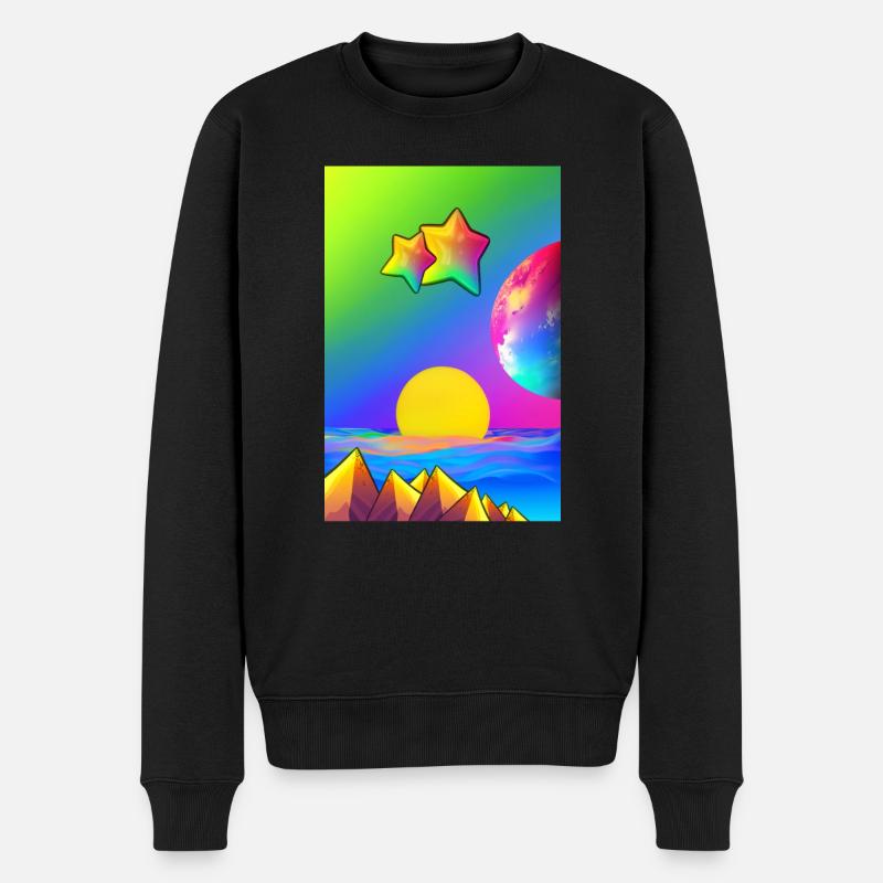 Regenbogenlandschaft - Männer Premium Bio Pullover - Schwarz