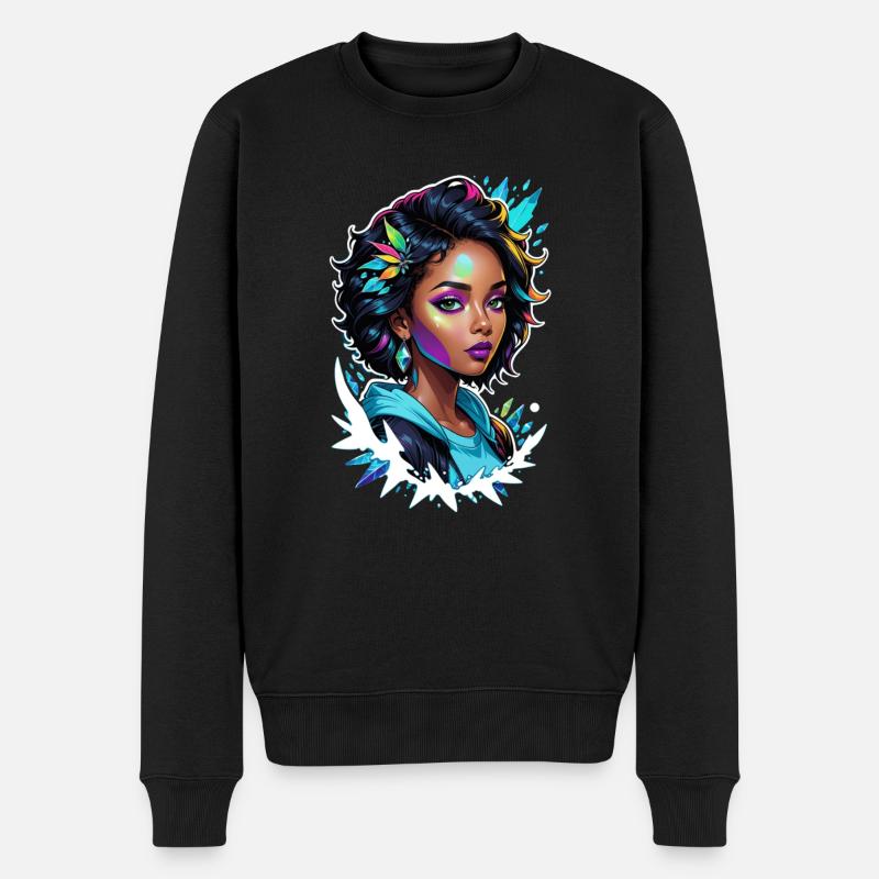 Afro Frau - Schönheit - Männer Premium Bio Pullover - Schwarz