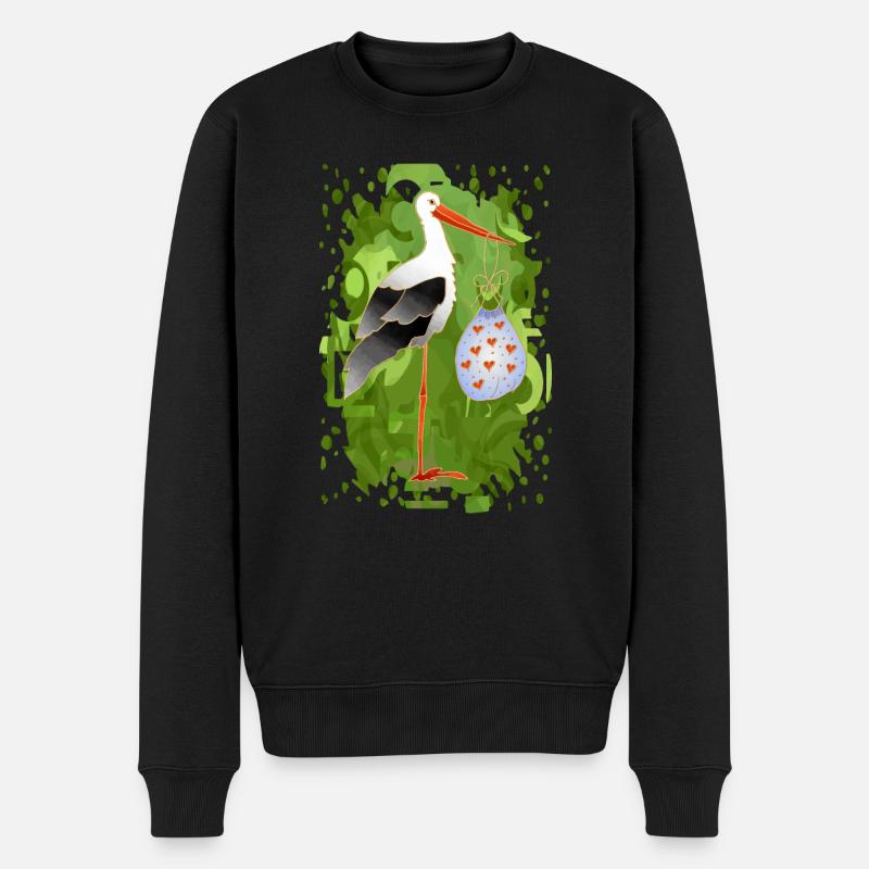 Storchenvogel - Männer Premium Bio Pullover - Schwarz