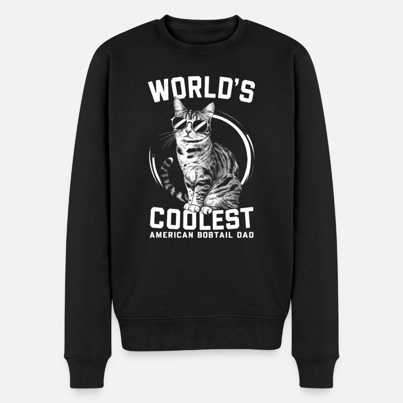 Katze American Bobtail Geschenk - Männer Premium Bio Pullover - Schwarz