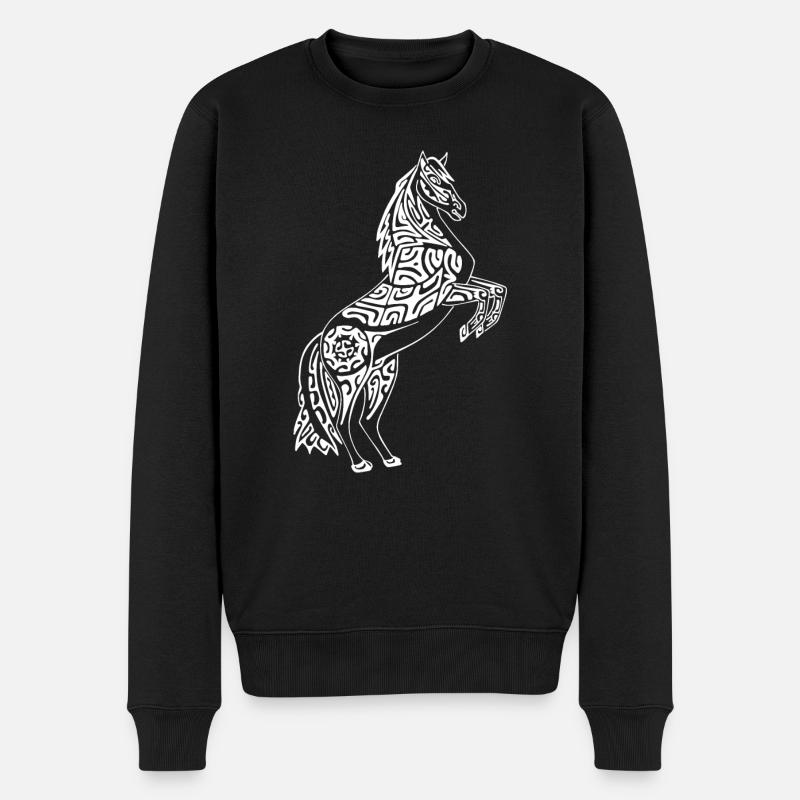 Cheval blanc tatoué - Pull Premium bio Homme - noir