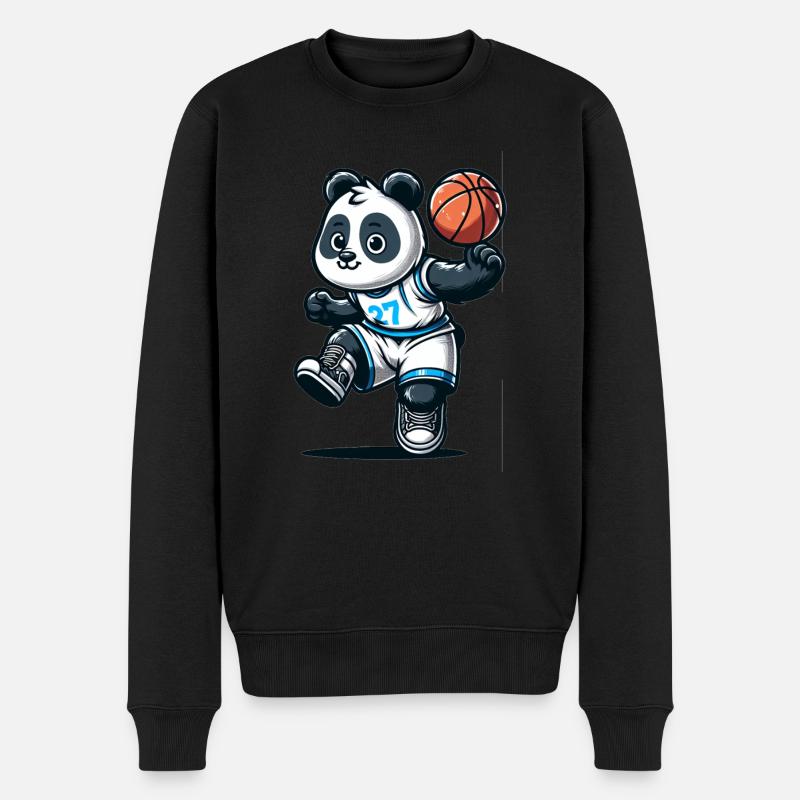 Mignon joueur de basket-ball Panda - Pull Premium bio Homme - noir