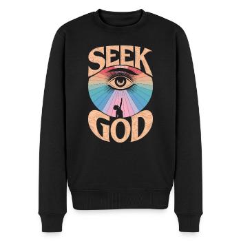 Seek God - Faithful Design - Männer Premium Bio Pullover - Schwarz - Vorne - Nico (187cm)