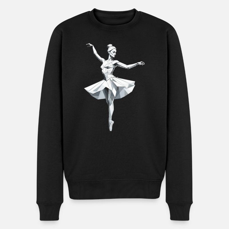 Low Poly Ballerina - Ballett Design - Männer Premium Bio Pullover - Schwarz