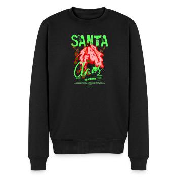 SANTA Claus - HOLLY JOLLY CHRISTMAS - Männer Premium Bio Pullover - Schwarz - Vorne - Nico (187cm)