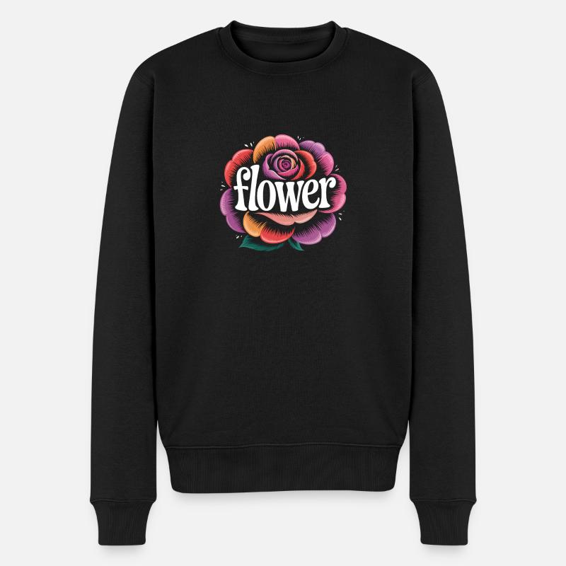 Blumen Logo - Cooles Gartendesign - Männer Premium Bio Pullover - Schwarz