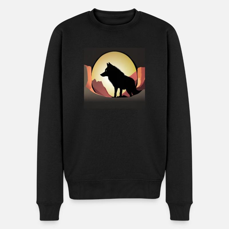 Wolflogo - Männer Premium Bio Pullover - Schwarz