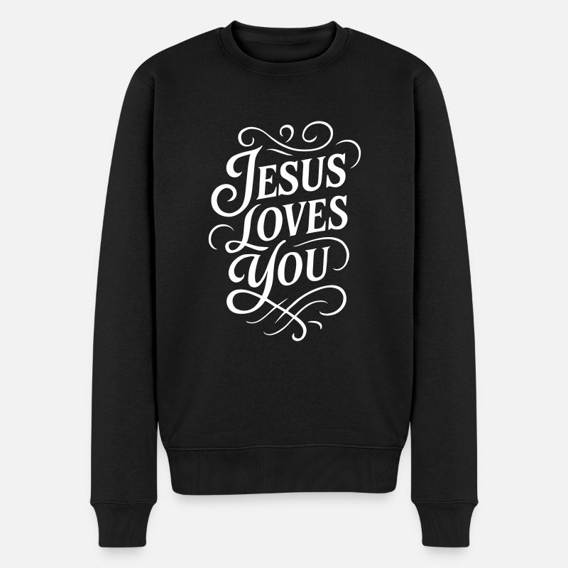 Jesus Liebt Dich - Männer Premium Bio Pullover - Schwarz