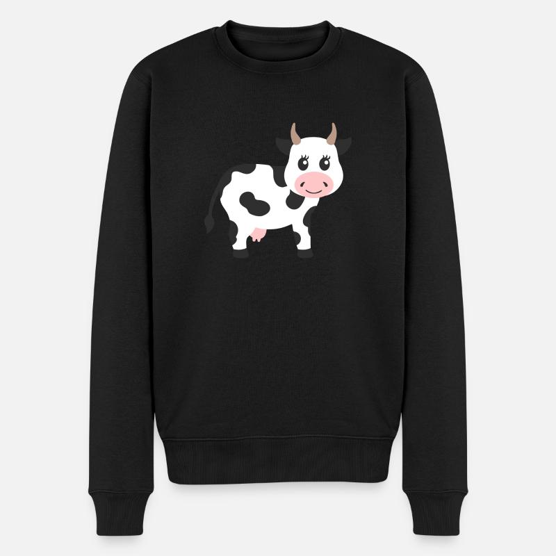 Kuh - Männer Premium Bio Pullover - Schwarz