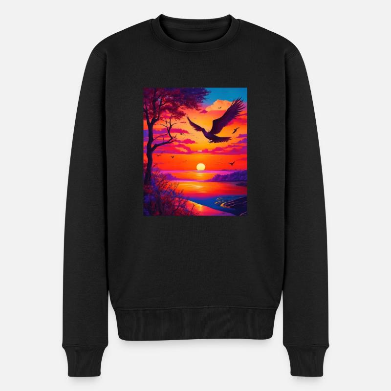 Artwork Grafik majestätisch lebendige Farbe prächt - Männer Premium Bio Pullover - Schwarz