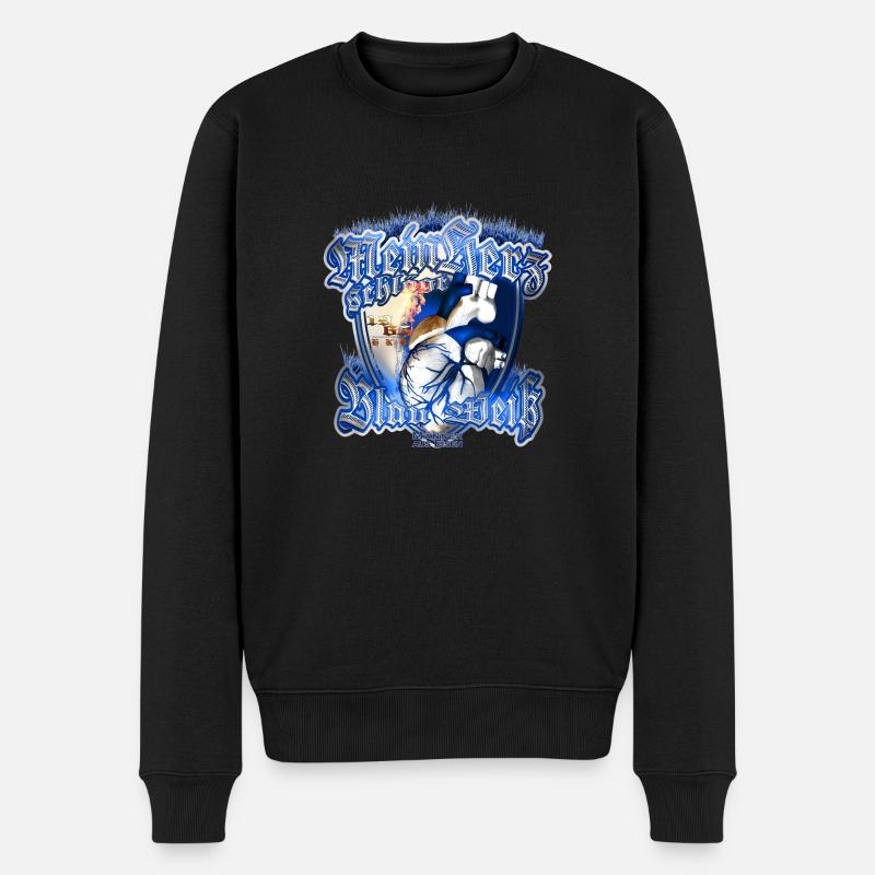 mein herz blau weiß burn - Männer Premium Bio Pullover - Schwarz
