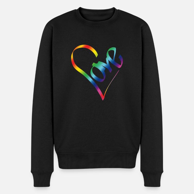 Rainbow Love - Männer Premium Bio Pullover - Schwarz