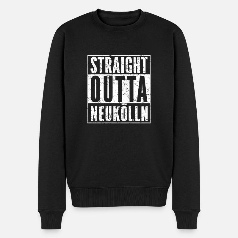 STRAIGHT OUTTA NEUKÖLLN lustiges Berlin Shirt - Männer Premium Bio Pullover - Schwarz