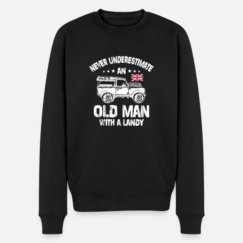 Never Underestimate an Old Man with a Landy - Männer Premium Bio Pullover - Schwarz