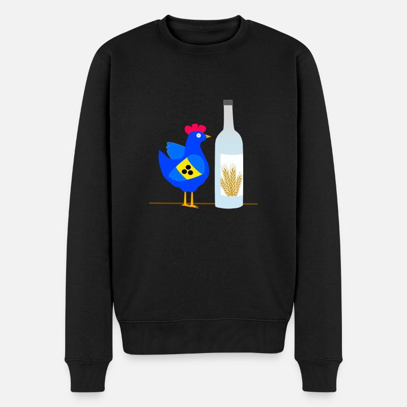 Auch ein blindes Huhn findet 1 Korn Blau - Männer Premium Bio Pullover - Schwarz
