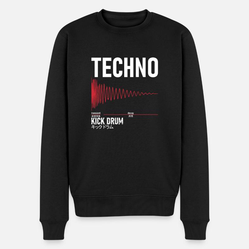Techno Kick Drum - キックドラム - Männer Premium Bio Pullover - Schwarz