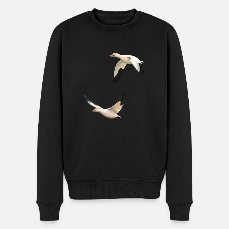 Schneegänse - Männer Premium Bio Pullover - Schwarz