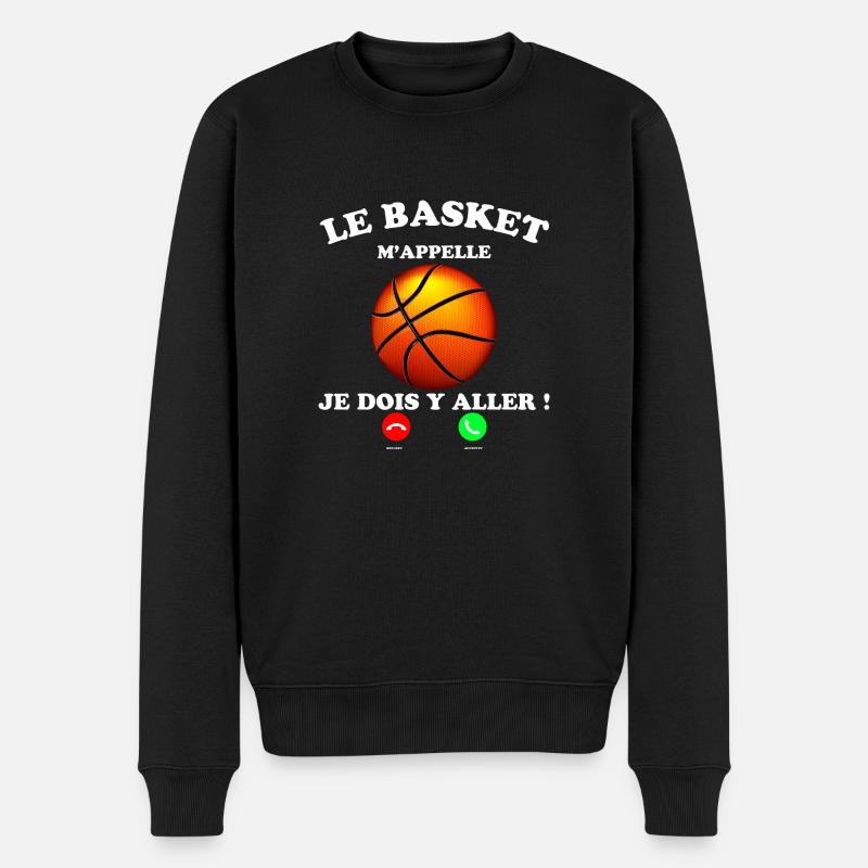 Le basket m'appelle Idée Cadeau BasketBall - Pull Premium bio Homme - noir