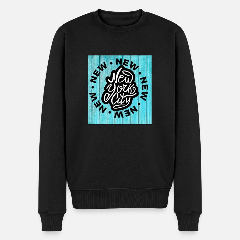 New York, USA, - Männer Premium Bio Pullover - Schwarz