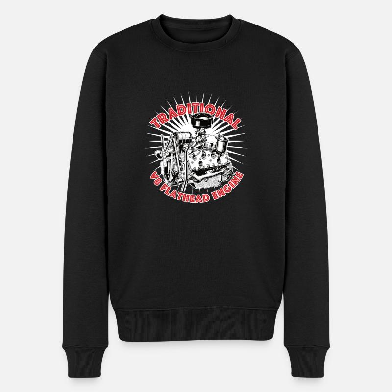 V8 Flathead Motor, Hot Rod, Motiv von mondwinkel - Männer Premium Bio Pullover - Schwarz