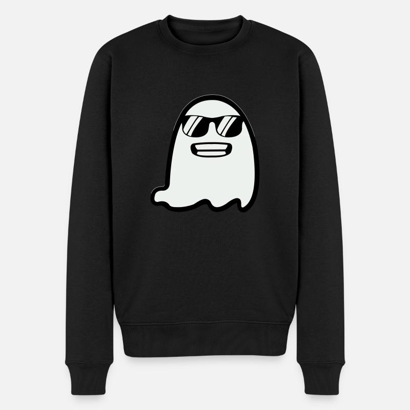 Ghost with Sunglasses - Männer Premium Bio Pullover - Schwarz