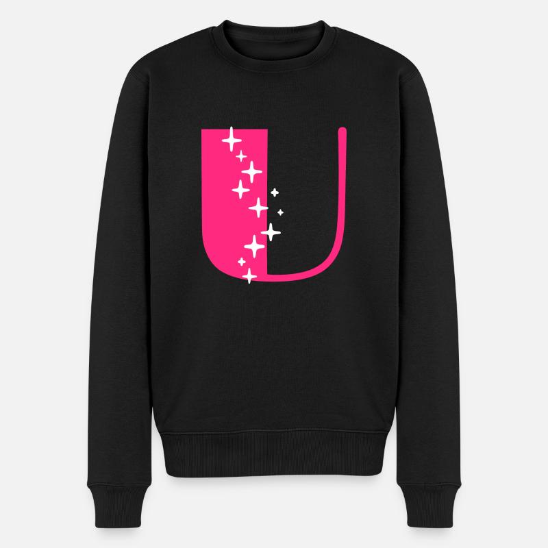 Lettre U Paillettes - Pull Premium bio Homme - noir