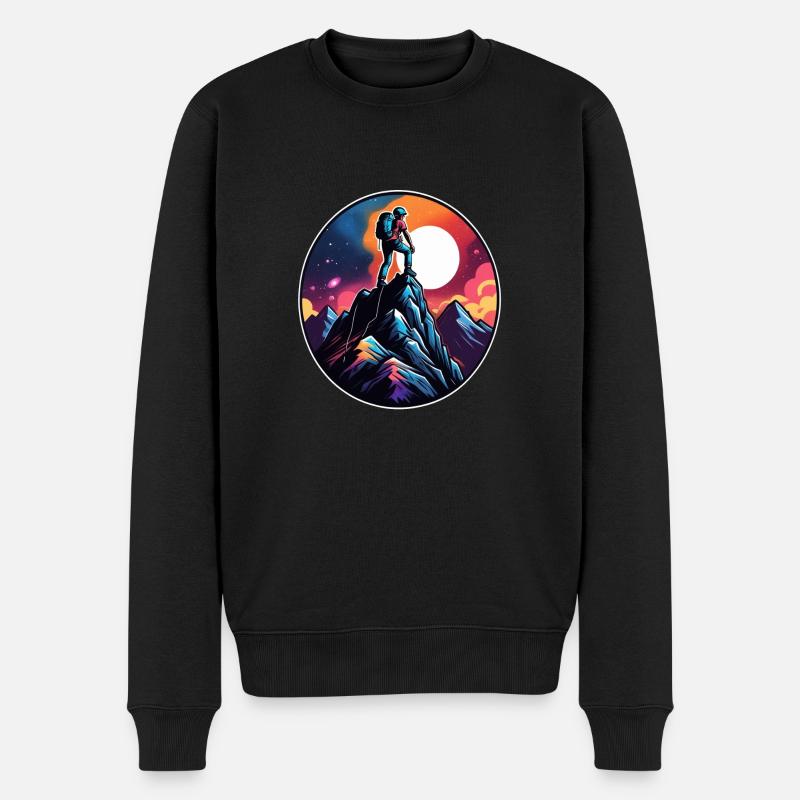 Klettern - Mond - Weltraum - Männer Premium Bio Pullover - Schwarz