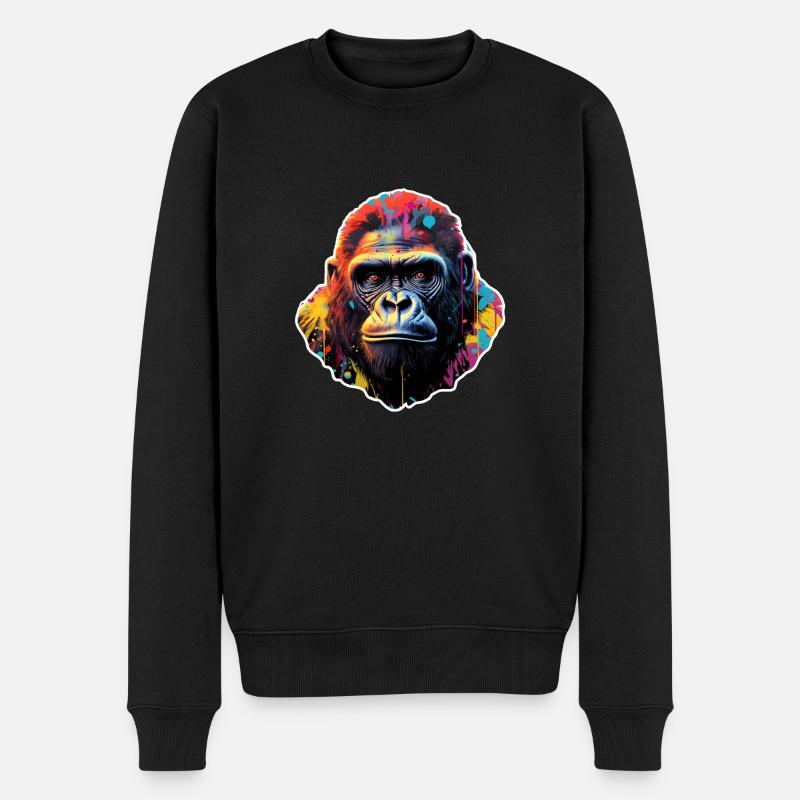 Gorilla Head Psychedelic - Men's Premium Organic Jumper - black
