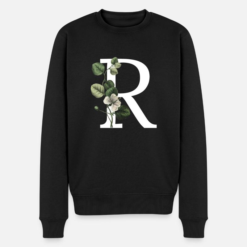 lettre r botanique vert - Pull Premium bio Homme - noir