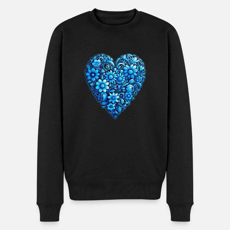 blue heart - Männer Premium Bio Pullover - Schwarz