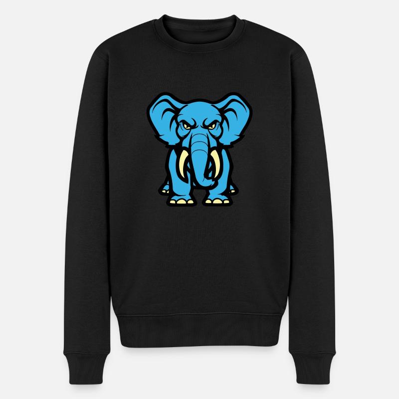 elefant comic - Männer Premium Bio Pullover - Schwarz