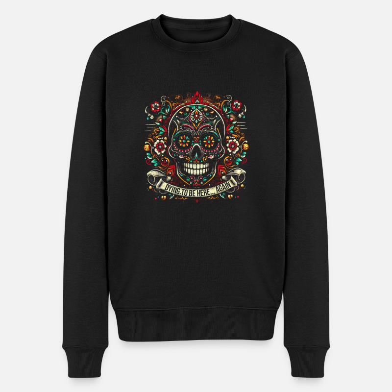 Elegantes Totenkopf-Design Tag der Toten - Männer Premium Bio Pullover - Schwarz