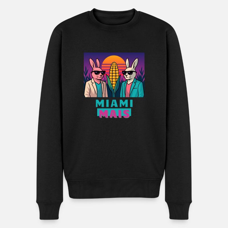 Miami Mais - Männer Premium Bio Pullover - Schwarz
