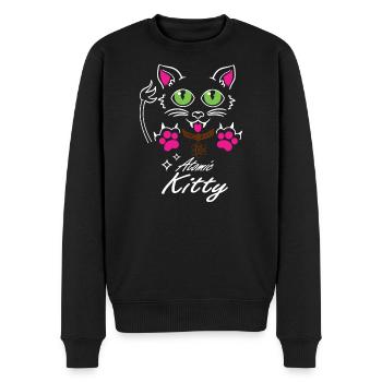Atomic Kitty #2 - Black Shirt - Männer Premium Bio Pullover - Schwarz - Vorne - Nico (187cm)