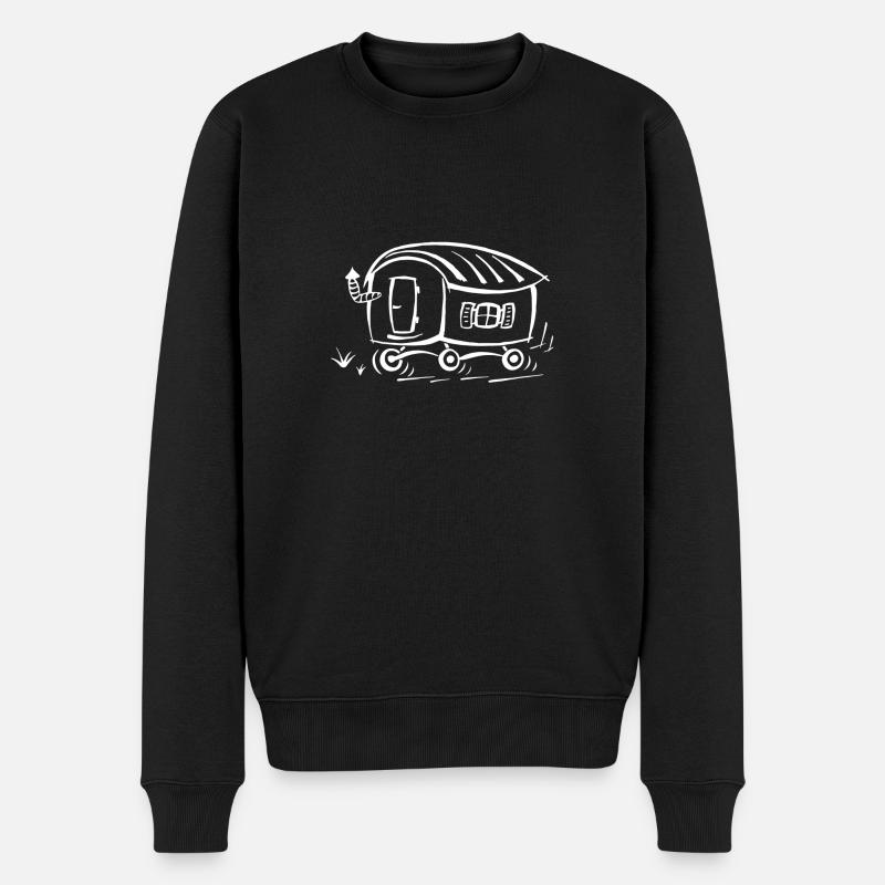 Bauwagen/Bauwong - Logo/Bild/Zeichnung weiss - Männer Premium Bio Pullover - Schwarz