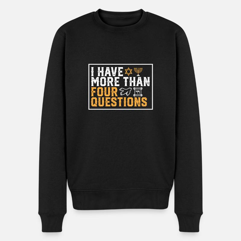 Ich habe mehr als vier Fragen Lustiger Jude - Männer Premium Bio Pullover - Schwarz