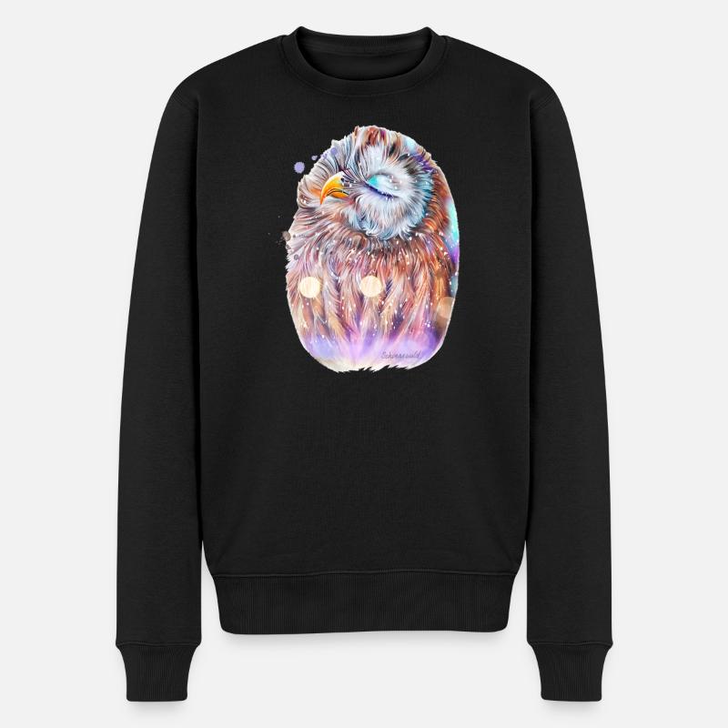 Eule - Männer Premium Bio Pullover - Schwarz
