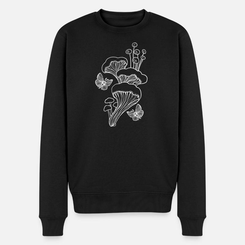 Art de lignes de champignon - Pull Premium bio Homme - noir