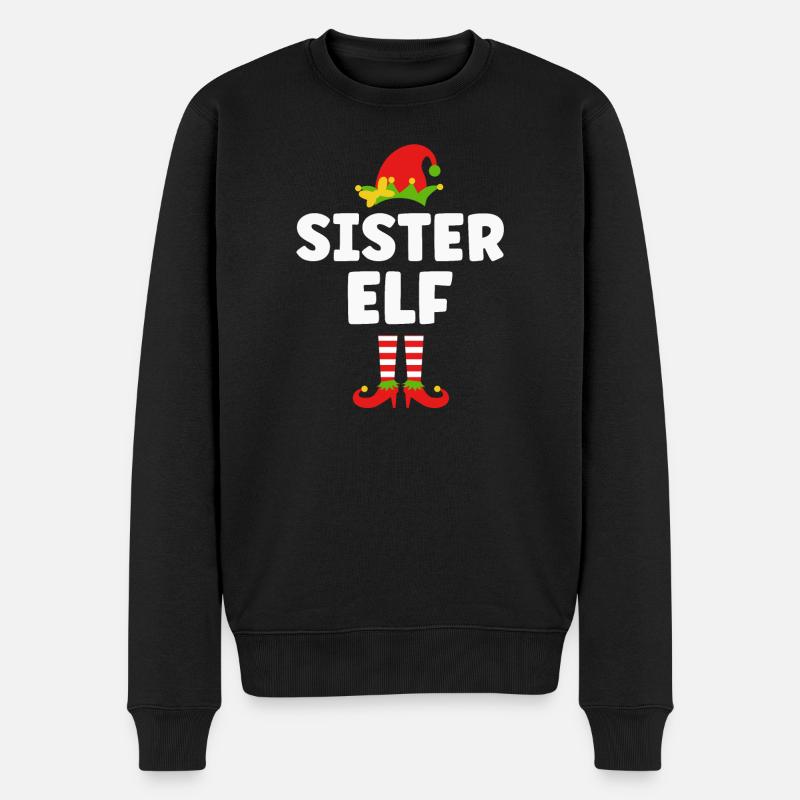 Schwester Elfe Weihnachten - Männer Premium Bio Pullover - Schwarz